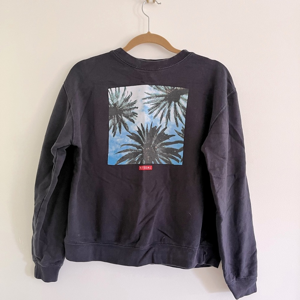 Vans Navy Blue Palm Tree Crew Neck Sweatshirt/ Small